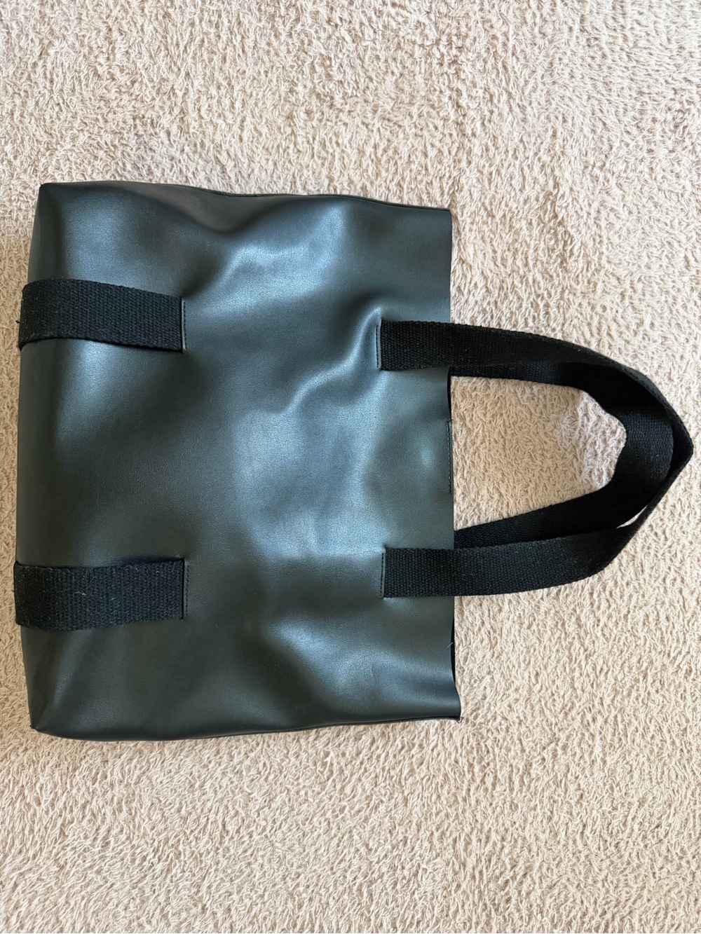 Minimalist Black Women's Messenger Tote with Webbed Handles